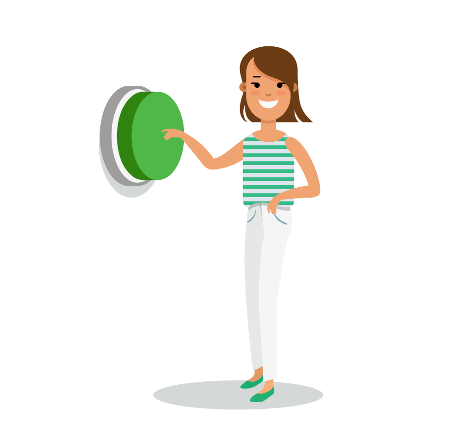Lady Pressing Green Button
